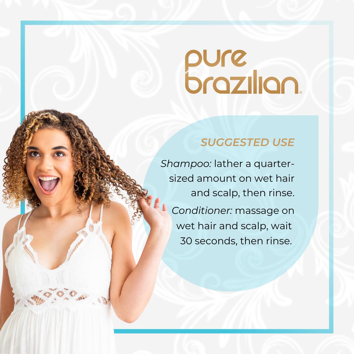 Pure Brazilian Anti-Frizz Daily Shampoo & Conditioner, Salt-Free & Color Safe, Enriched with Keratin, Argan Oil & Acai, 13.5 Ounce (400 Milliliter) Beauty & Personal Care Pure Brazilian