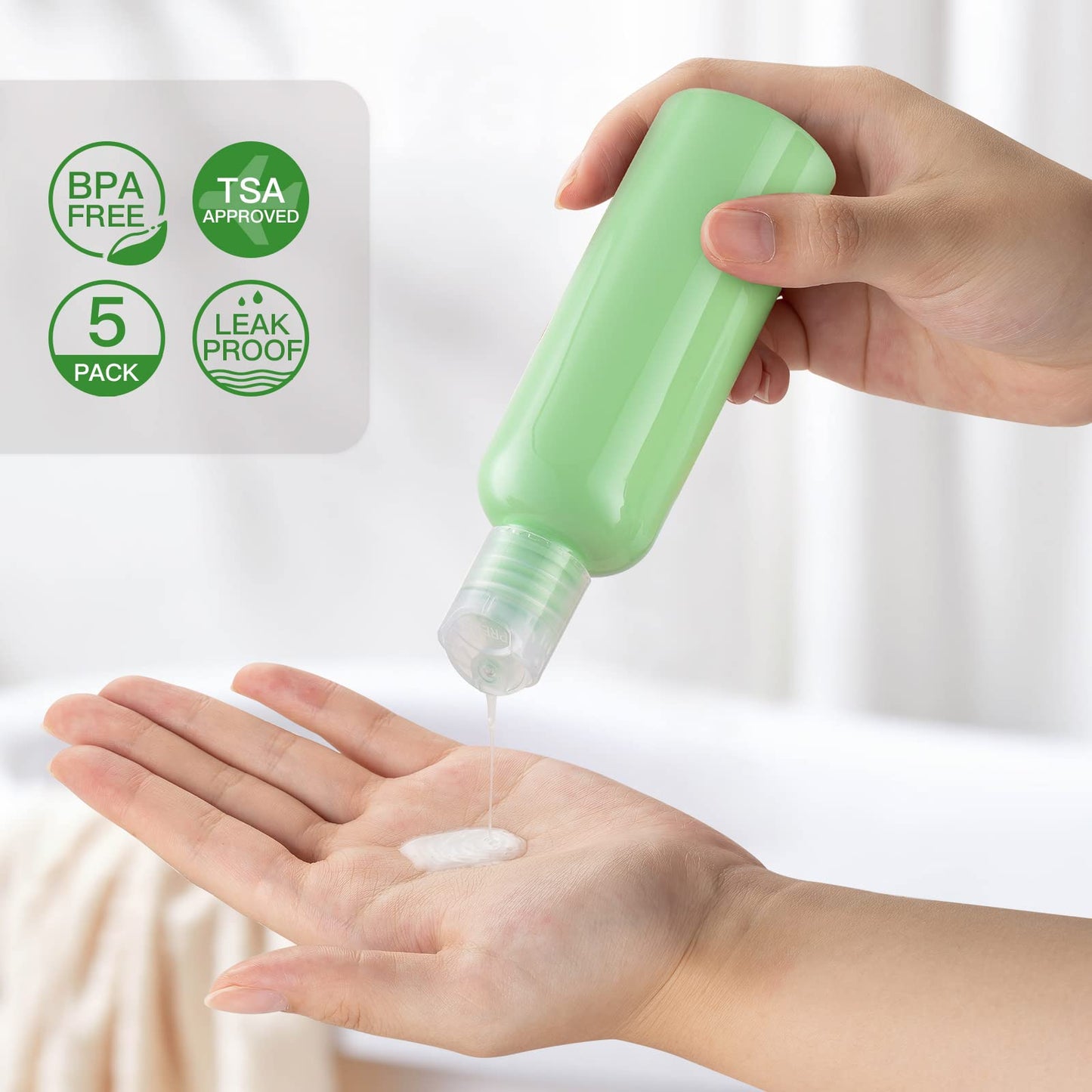 Travel Bottles for Toiletries 3.4 oz - Travel Size Containers for Shampoo Plastic - Small Empty Lotion Squeeze Bottle for Liquid TSA Approved - Leak Beauty & Personal Care owlyee