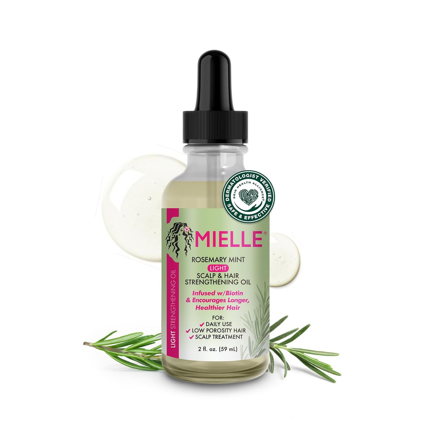 Mielle Organics Rosemary & Mint Light Hair Oil, Split Ends & Dry Scalp Treatment - Infused with Biotin & Essential Oils for Strengthening, Soothing Beauty & Personal Care Mielle Organics