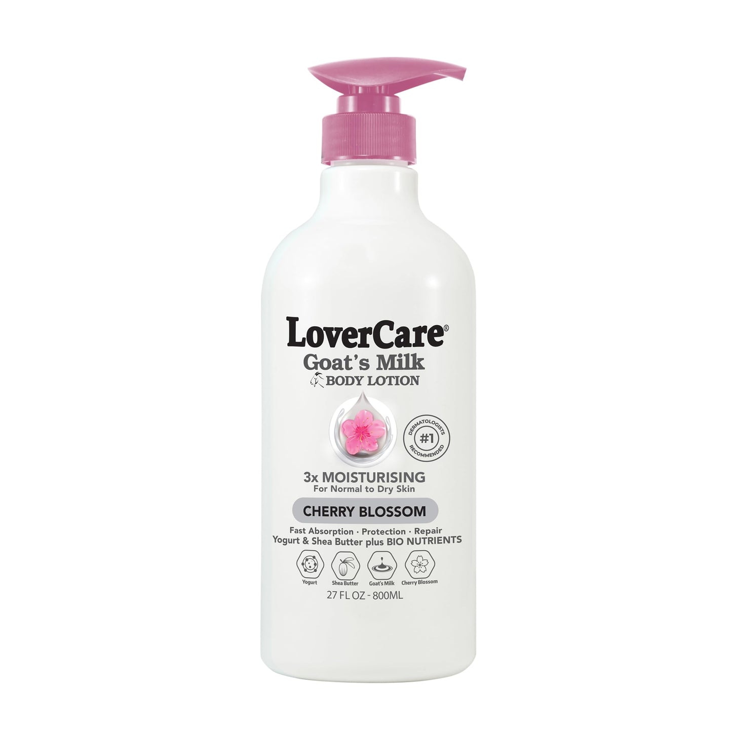 Lovercare Goat Milk Body Lotion for Dry Skin Cherry Blossom 27.05oz (800ml) - Single… Beauty & Personal Care Lover's Care