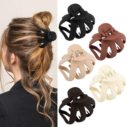 Atoden Hair Clips, 5Pcs Octopus Matte Hair Claws for Women, Large 3.15" Hair Clips for Thick Hair, Non-slip Jaw Clips, Hair Accessories Beauty & Personal Care Atoden