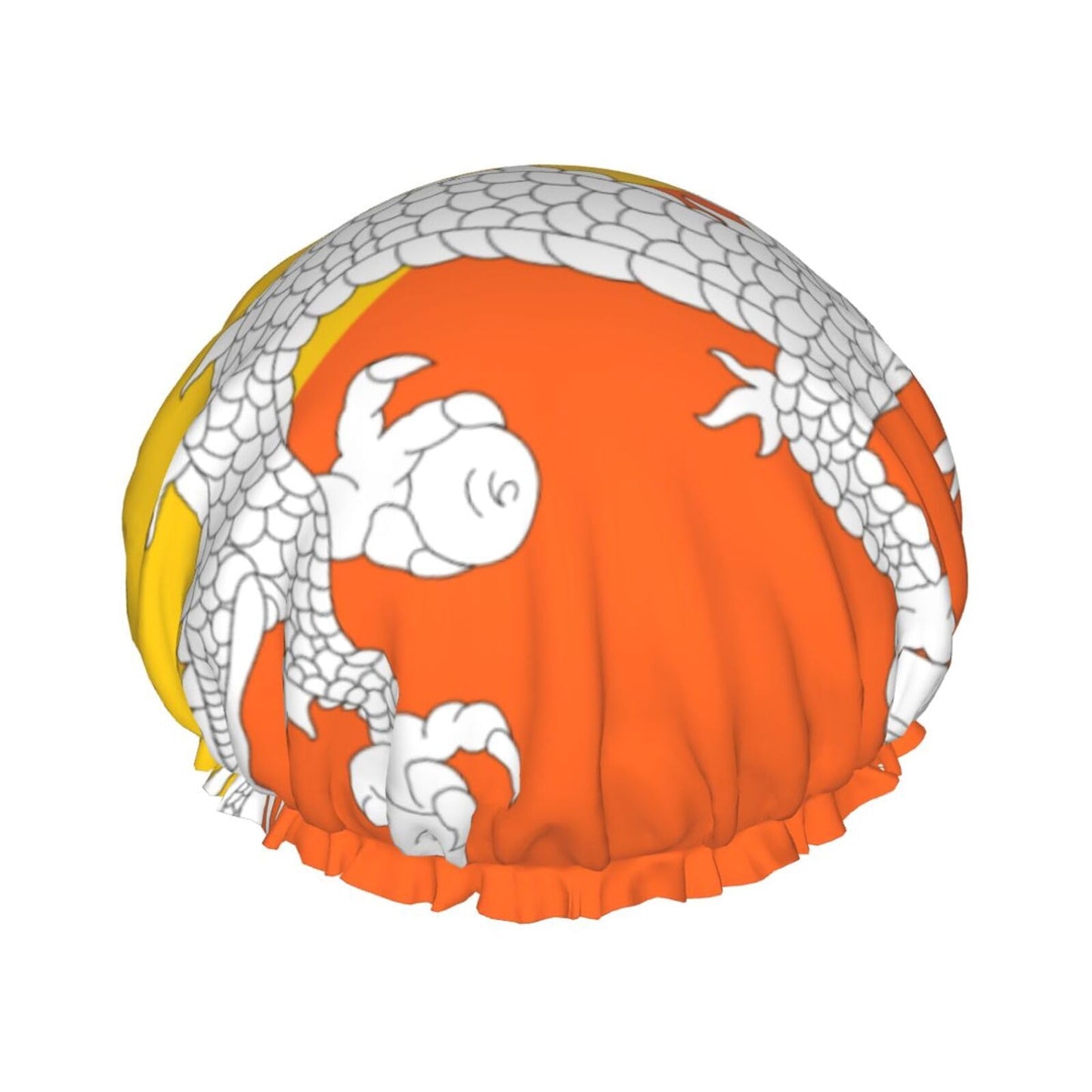 Bhutan Flag Prints Shower Cap Double Layer Lined Waterproof Bathing Shower Hat Beauty and Personal Care Hayyett