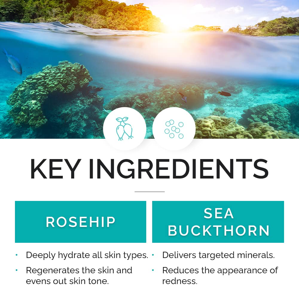 VITAMINS AND SEA BEAUTY Moisturizing Facial Oil with Rosehip + Sea Buckthorn, 2 fl oz Beauty & Personal Care VITAMINS AND SEA BEAUTY