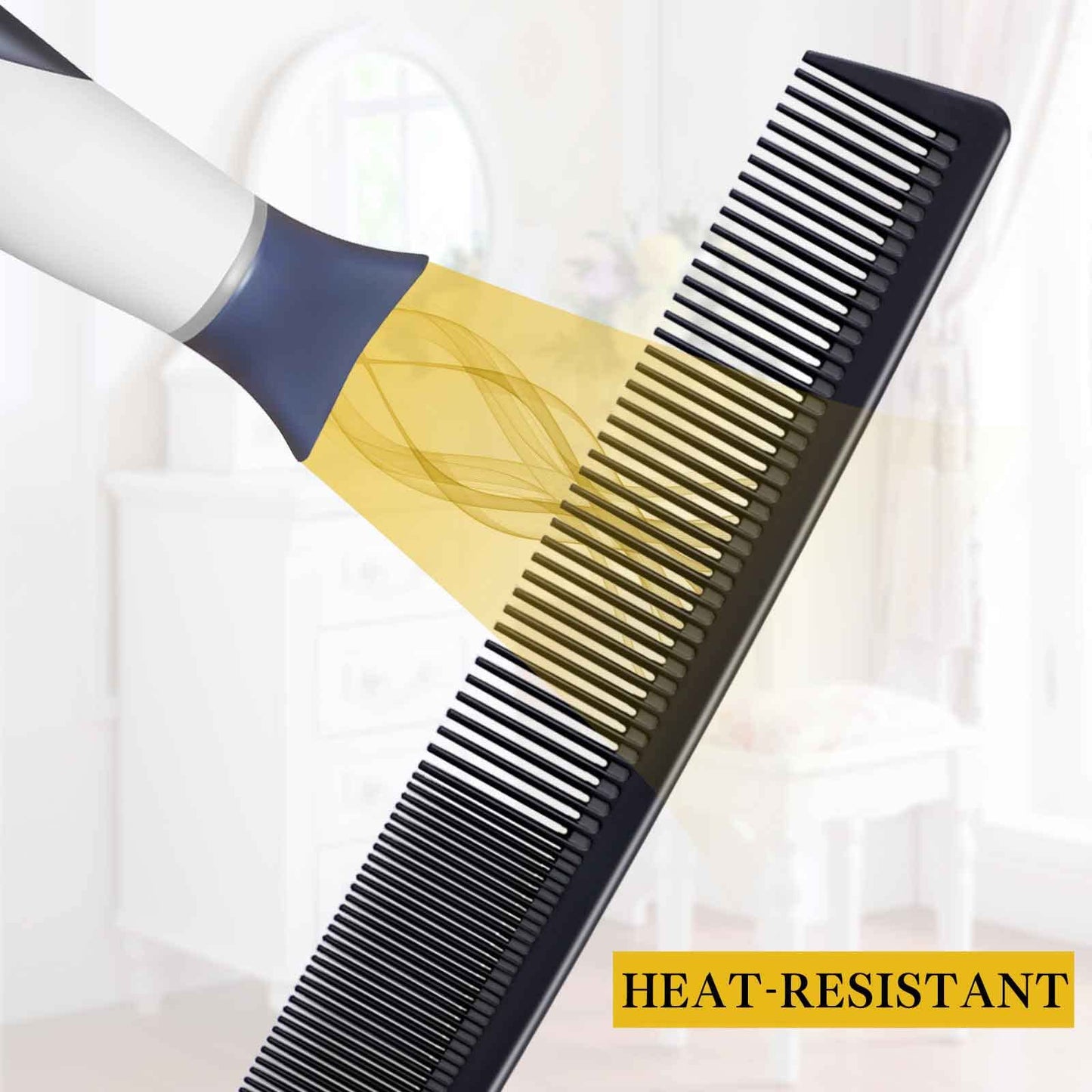 4 Pieces Combs for Women and Man, Premium Black Carbon Fiber Hair Comb Set for Teasing and Parting, Professional Combs for Hair Stylist, Fine and Wide Beauty and Personal Care Bealihelp