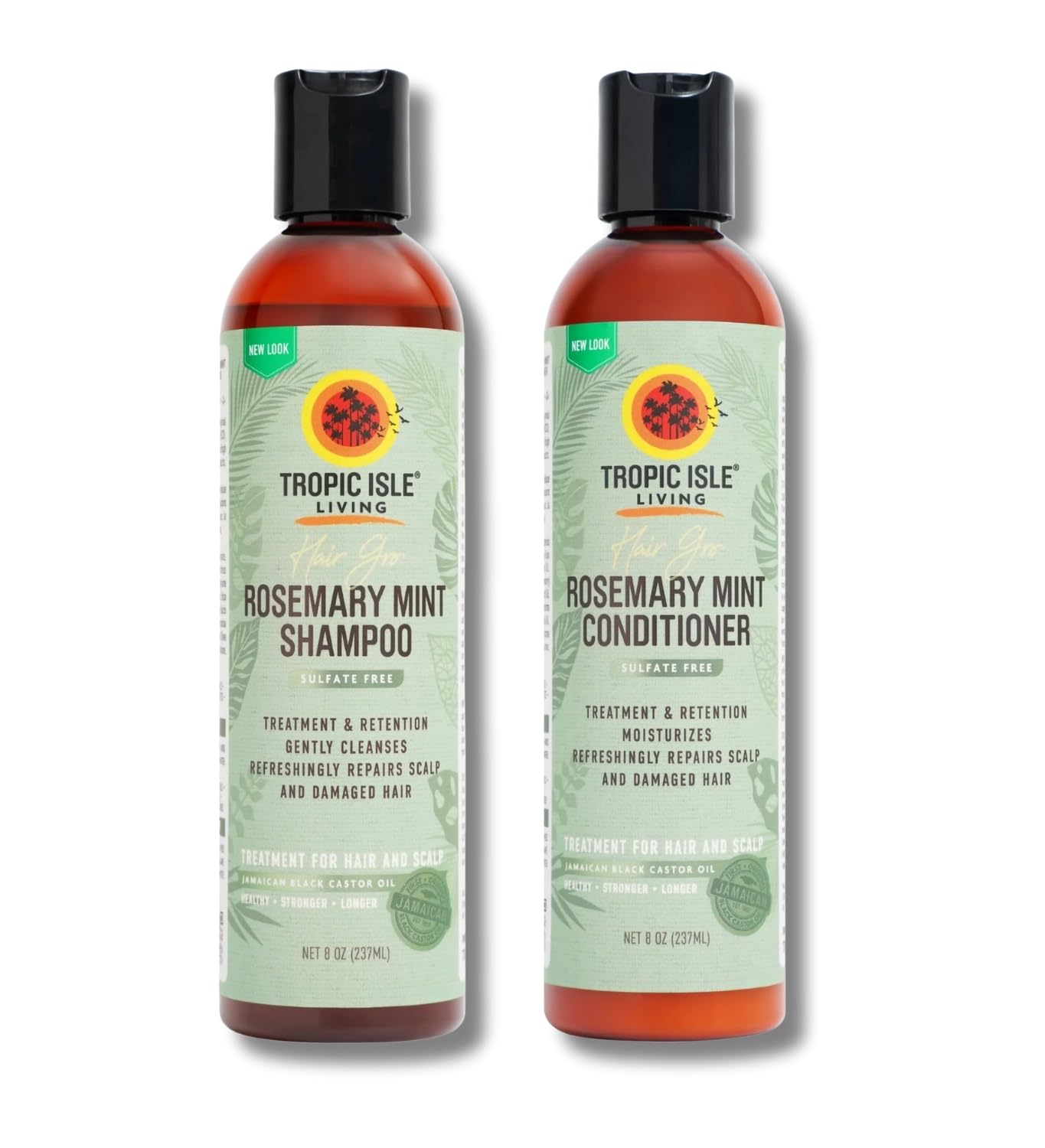 Tropic Isle Living Hair Gro Rosemary Mint Shampoo 8oz and Conditioner 8 oz Gently Cleanses, Repairs & Nourishes with Mint, Aloe Vera & Shea Oil Beauty & Personal Care Tropic Isle Living