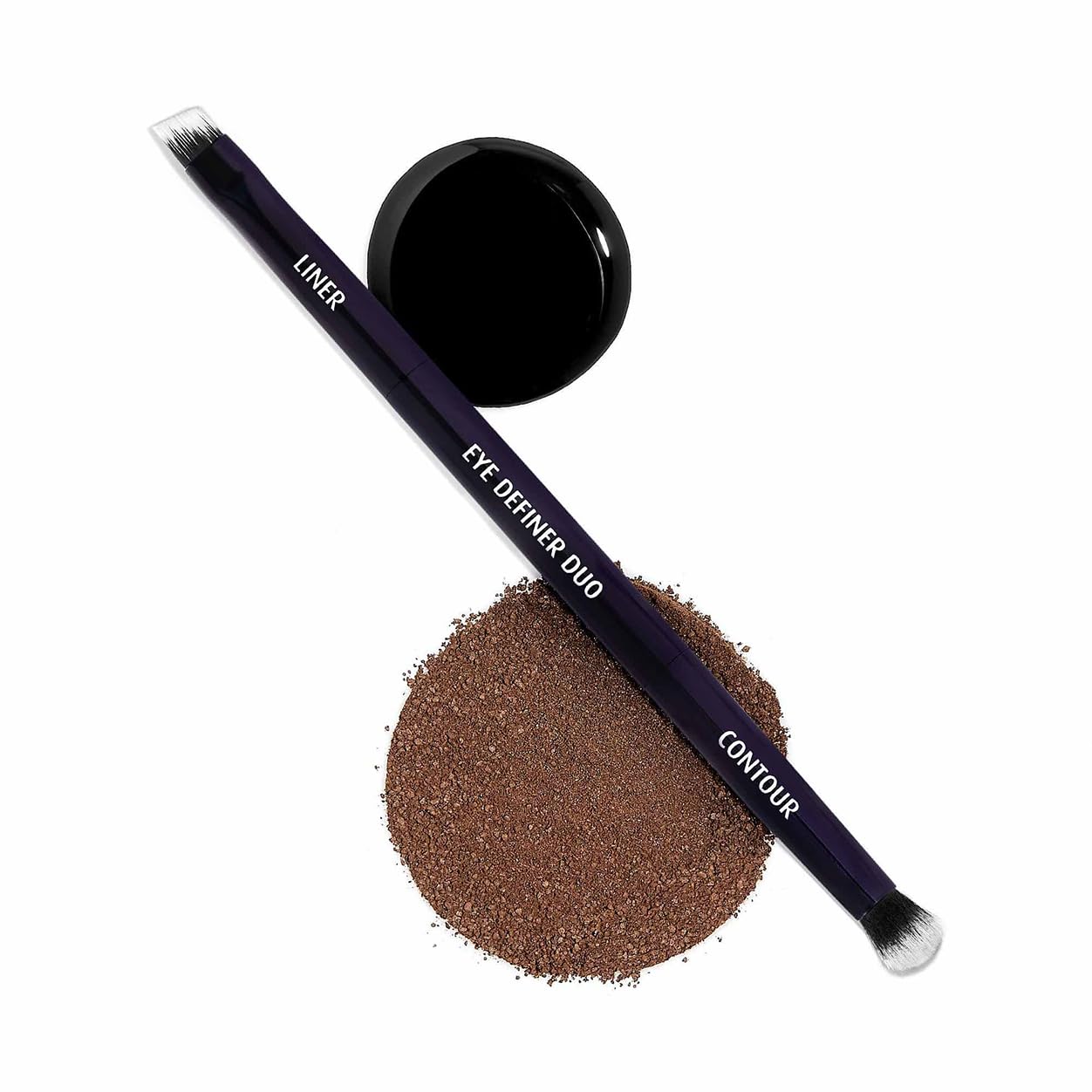 Lune+Aster Eye Definer Duo Brush | Dual-Ended Eye Makeup Brush To Apply Eyeliner, Blend Eyeshadow. Made with Alumium Handle, Vegan Bristles. Beauty & Personal Care Lune+Aster