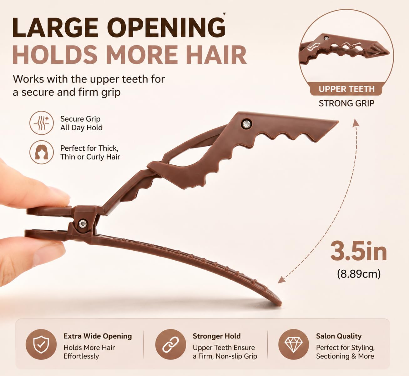 HH&LL Professional Alligator Hair Clips, 10 Pack Large Styling Sectioning Clips in Neutral Earth Tones, Non-Slip Double-Hinged Design Barber Clips Beauty and Personal Care HH&LL