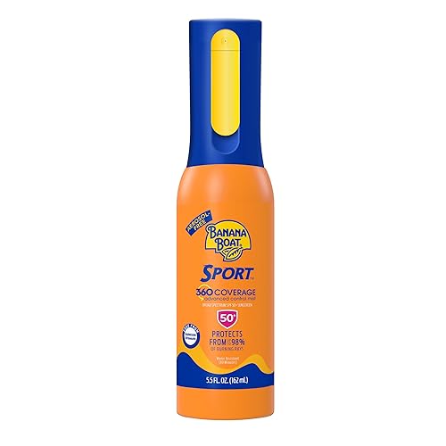 Banana Boat 360 Coverage Sport Sunscreen Mist SPF 50 | Refillable Bottle, Spray Sunscreen SPF 50, Non-Aerosol Sunblock, 360 Coverage Spray, 5.5Fl Oz Beauty & Personal Care Banana Boat