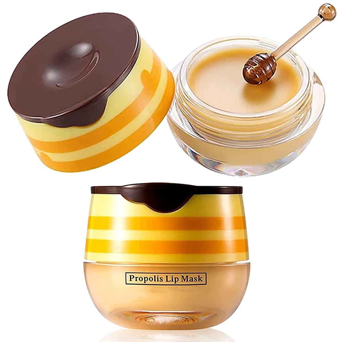 2PCS Lip Balm Honey Pot,Propolis Moisturizing Honey Lip Mask Lip Balm,Hydrating & Prevention Dry and Cracked Lip Scrubs Exfoliator Beauty & Personal Care Krajiyya