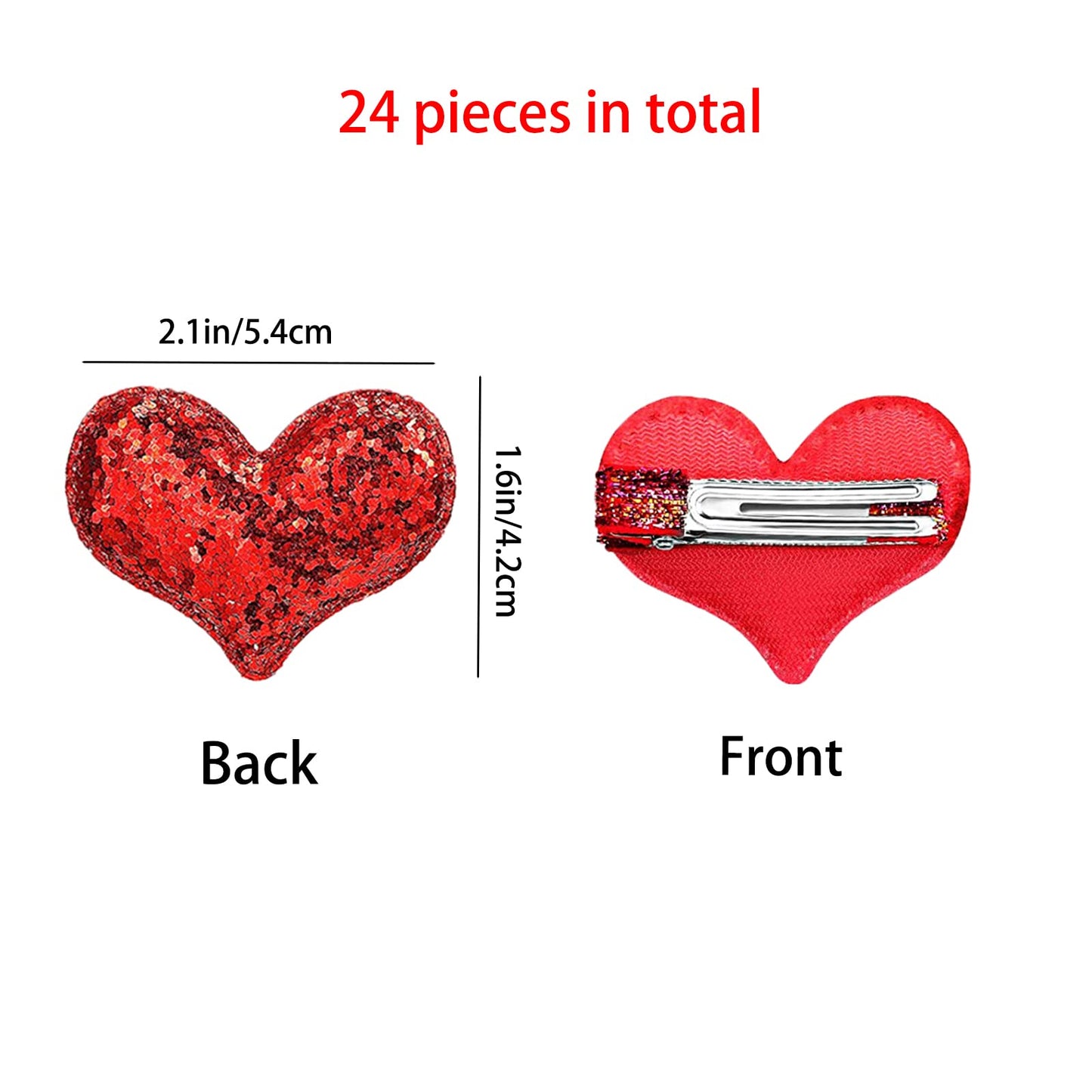 24 Pieces Valentine's Day Heart Hair Clips Heart Glitter Sequin Heart Hairpins for Girls Birthday Party Wedding Themed Party Hair Accessories Beauty & Personal Care Yssreey