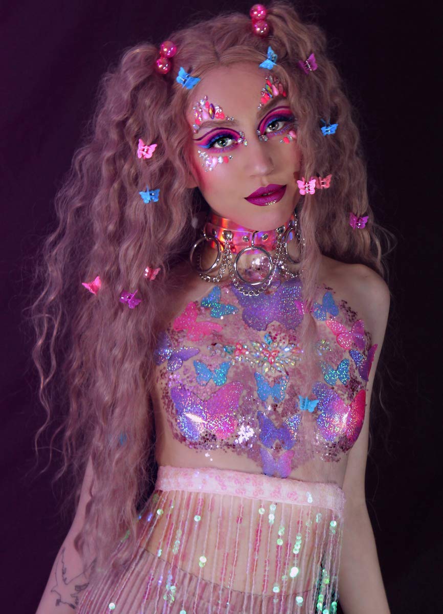 Neva Nude Face and Body Glitter Keychain - Holographic Chunky Glitter in Aloe for Festivals, Raves, and More | Cosmetic Grade | Super Sparkly (Moon Beauty & Personal Care Neva Nude