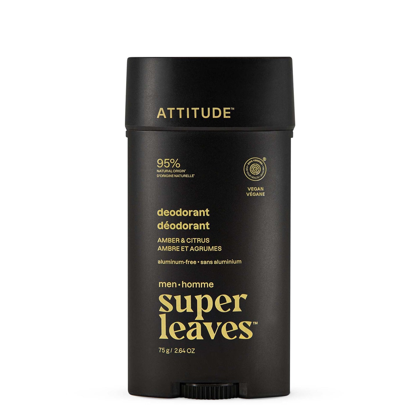 ATTITUDE Aluminum-Free Deodorant for Men, 95% Natural Origin Ingredients, EWG Verified, Plant Based Odor Control, With Baking Soda, Amber & Citrus Beauty and Personal Care ATTITUDE