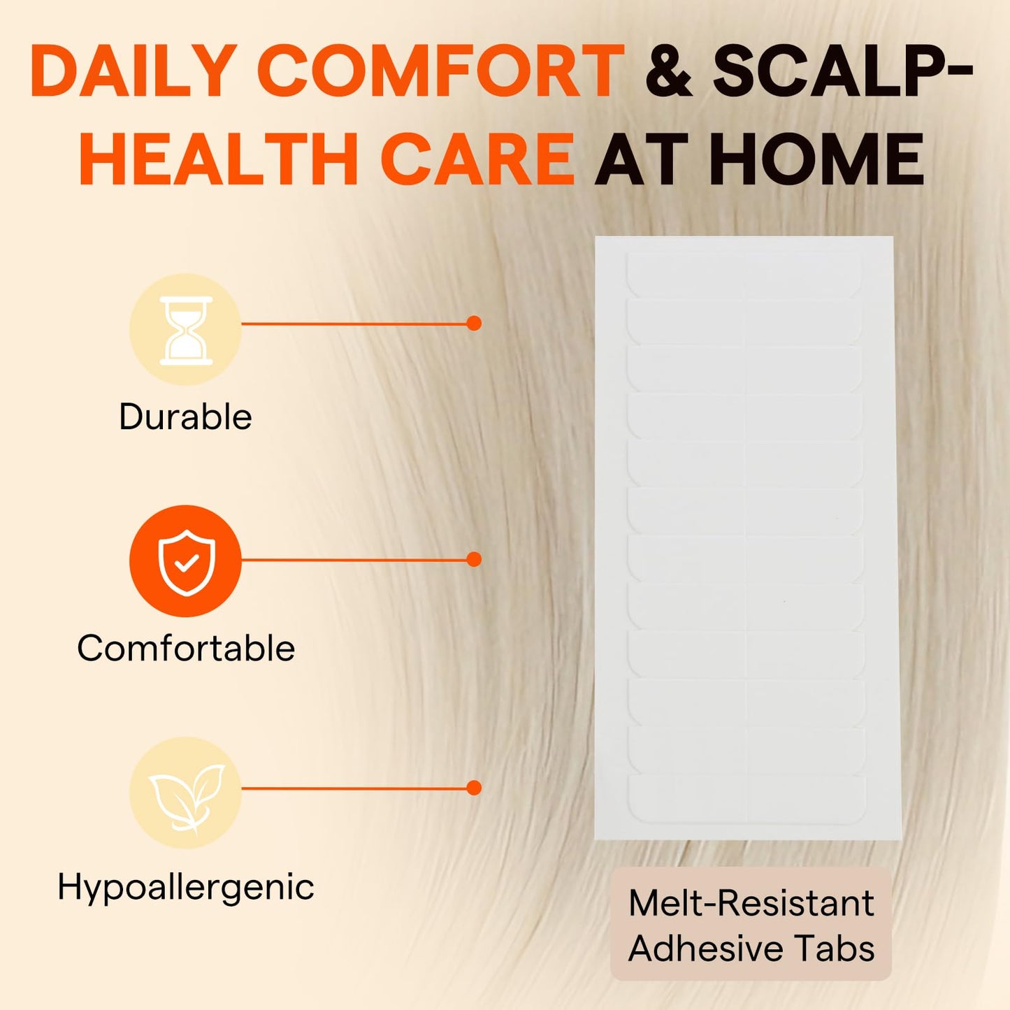 Full Shine Replacement Tape for Hair Extensions, Double Sided No-Residue Tape ins Adhesive Tabs for Weft Extensions, Strong Waterproof Hold for Daily Beauty and Personal Care Full Shine
