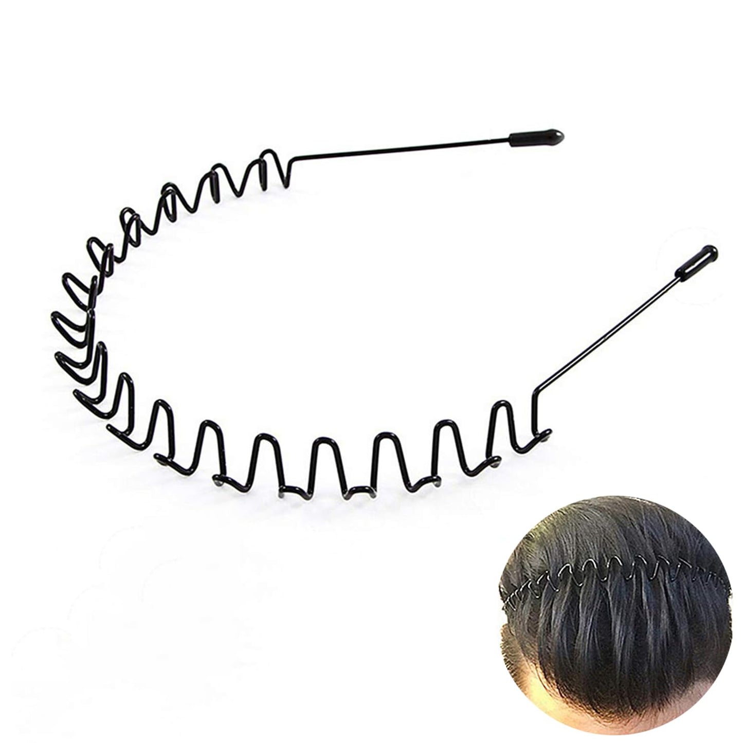 KELUBATU Metal Headband for Men, Adjustable Wavy Hair Band, Black-I-1 Pcs Beauty and Personal Care KELUBATU Default Title