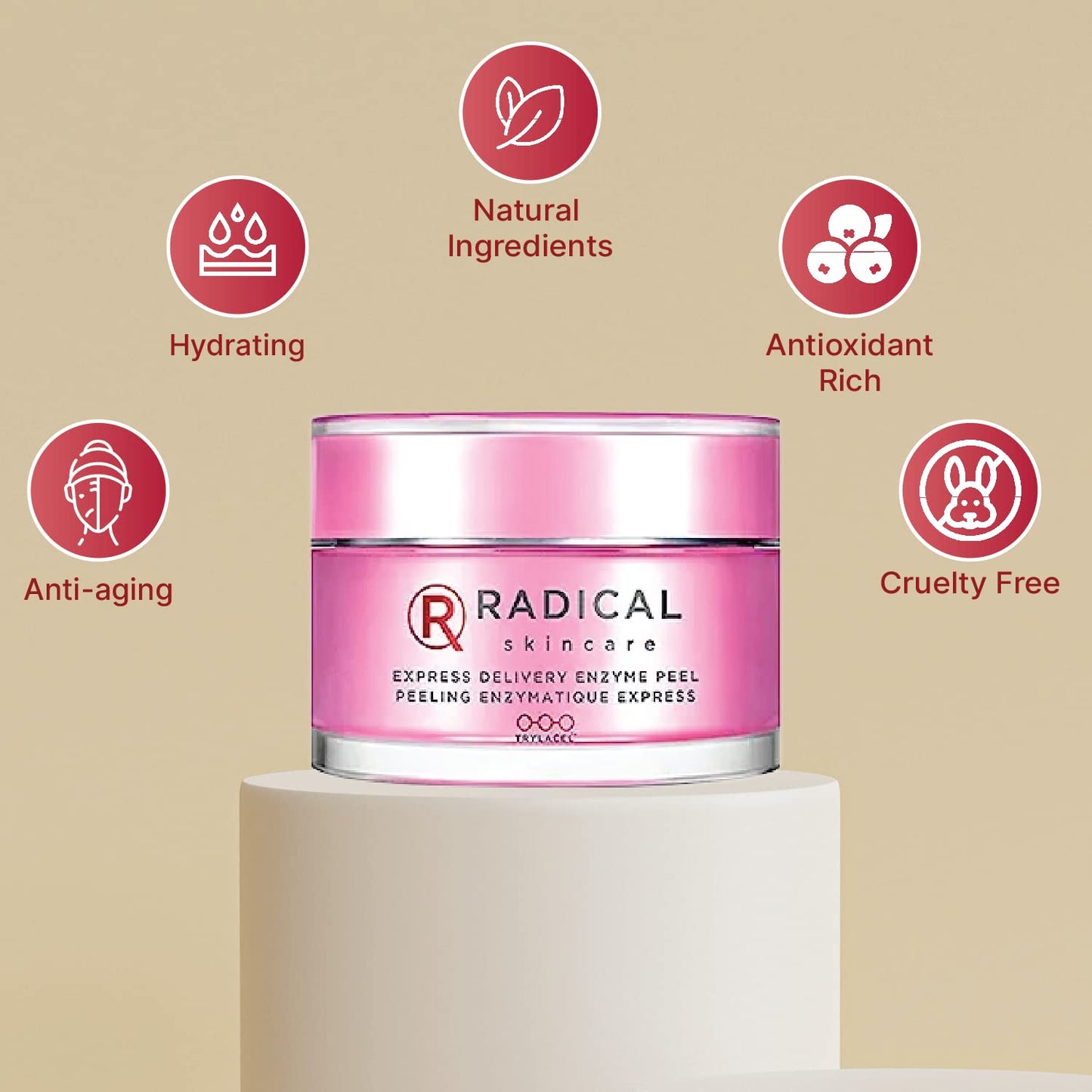 Radical Skincare Express Delivery Facial Enzyme Peel Mask Cleanser Exfoliator - Reveal Smooth, Supple, Polished Skin In Minutes | Paraben & Cruelty Beauty & Personal Care Radical Skincare