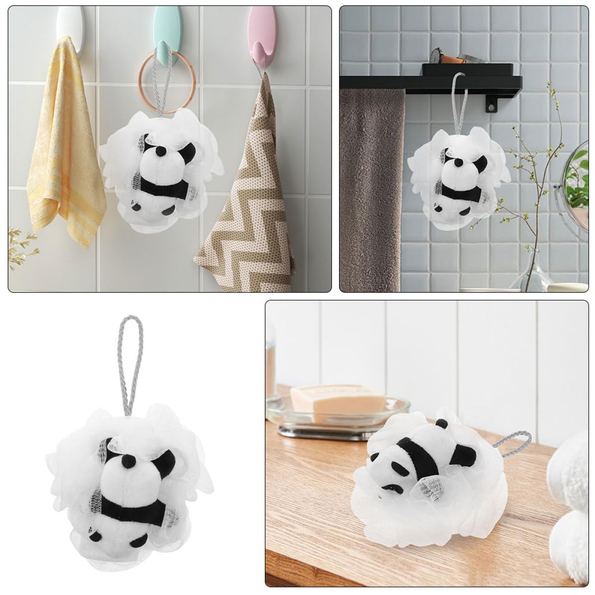 Cabilock 2pcs Cartoon Panda Bath Loofah Body Scrubber Exfoliating Mesh Sponge and Bathing Beauty and Personal Care Cabilock