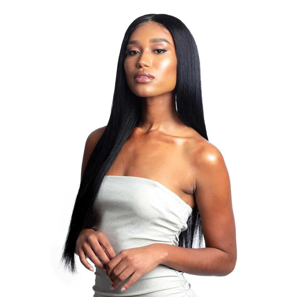 Shake-N-Go Virgin Remy Hair Lace Closure Glossy 2X6 Straight 12" (Color: Natural)