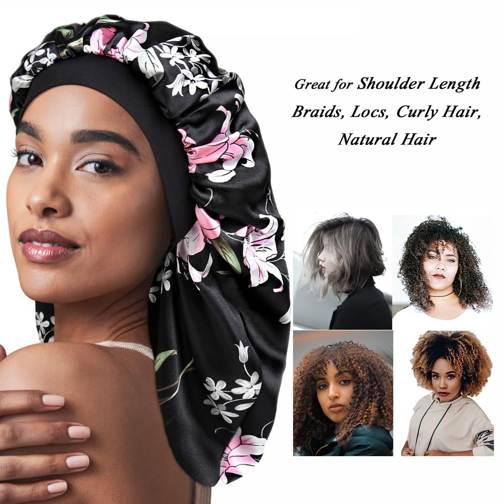 Long Satin Bonnet for Natural Hair Large Sleep Cap for Braids Beauty and Personal Care Awefeel