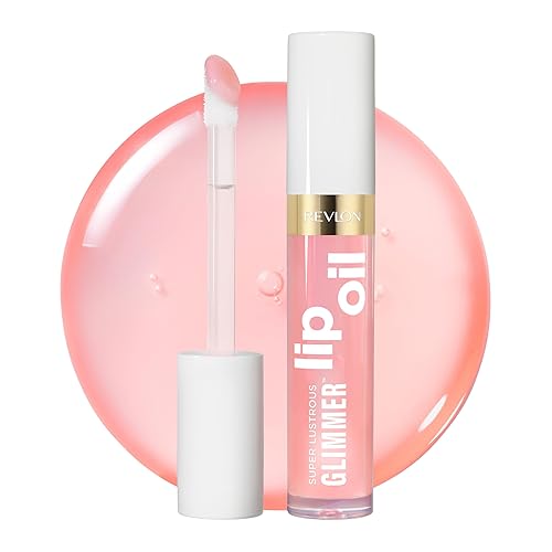 REVLON Super Lustrous Glimmer Lip Oil, Moisturizing & Tinted, Shiny Finish, Made with Plant-Based Squalane, 001 Candy Hearts, 0.13 fl oz Beauty & Personal Care REVLON