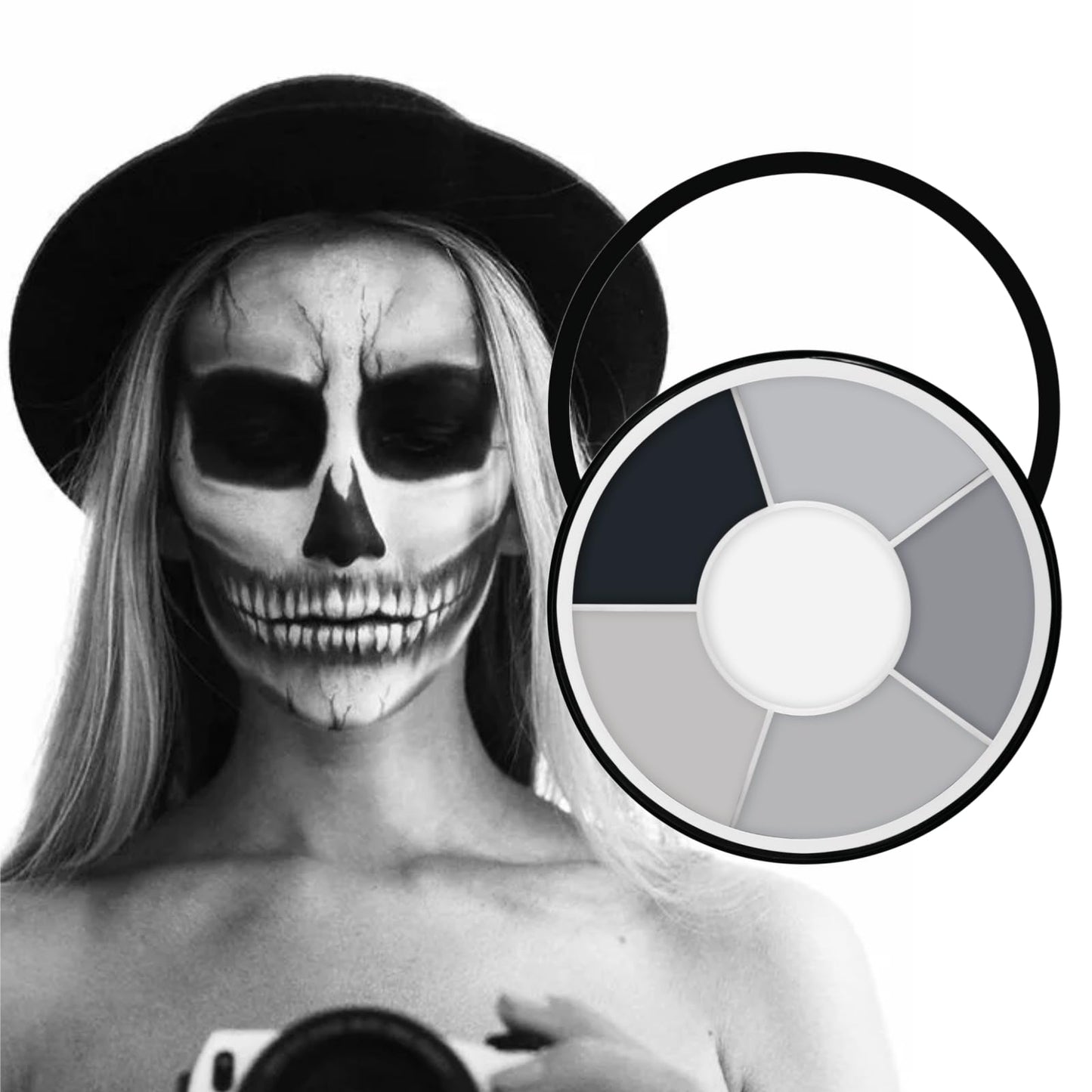 6 Color Grey Face Paint Palette, Professional Skeleton Skull Face Body Paint, Washable SFX Makeup for Halloween Face Body Paint, Vampire, Zombie Beauty & Personal Care Js2U ZW