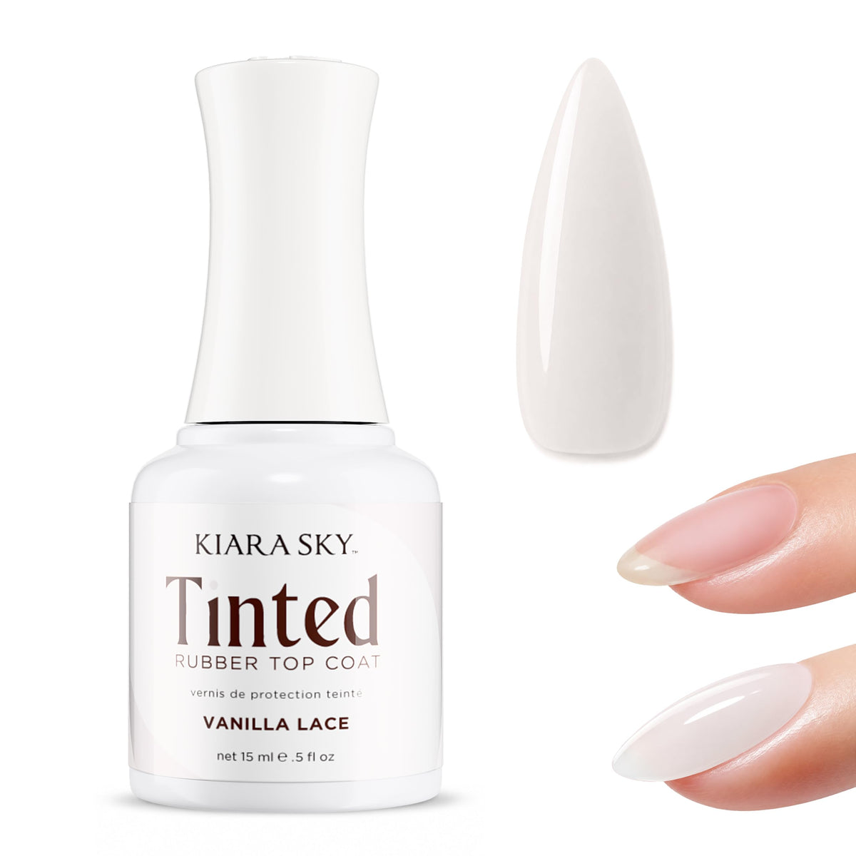 KIARA SKY Tinted Rubber Top Coat - 3-in-1 Gel Rubber Base, Color & No-Wipe Top Coat, Buildable Sheer, Chrome-Ready, 28+ Day Wear, LED Soak-Off