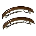 2 Pack Vivid Color Curved French Acetate Barrettes Hair Clips Metal Spring Clips Ponytail Barrette Hairstyle Hair Grip No Slip Grip Workouts Hairpins Beauty & Personal Care OFIYOU