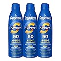 Coppertone Sport Sunscreen Spray SPF 50, Sweat, Heat and Water Resistant Sunblock, Lightweight, Oxybenzone Free, Spray Sunscreen Bulk Pack, 5.5 Oz Beauty & Personal Care Coppertone