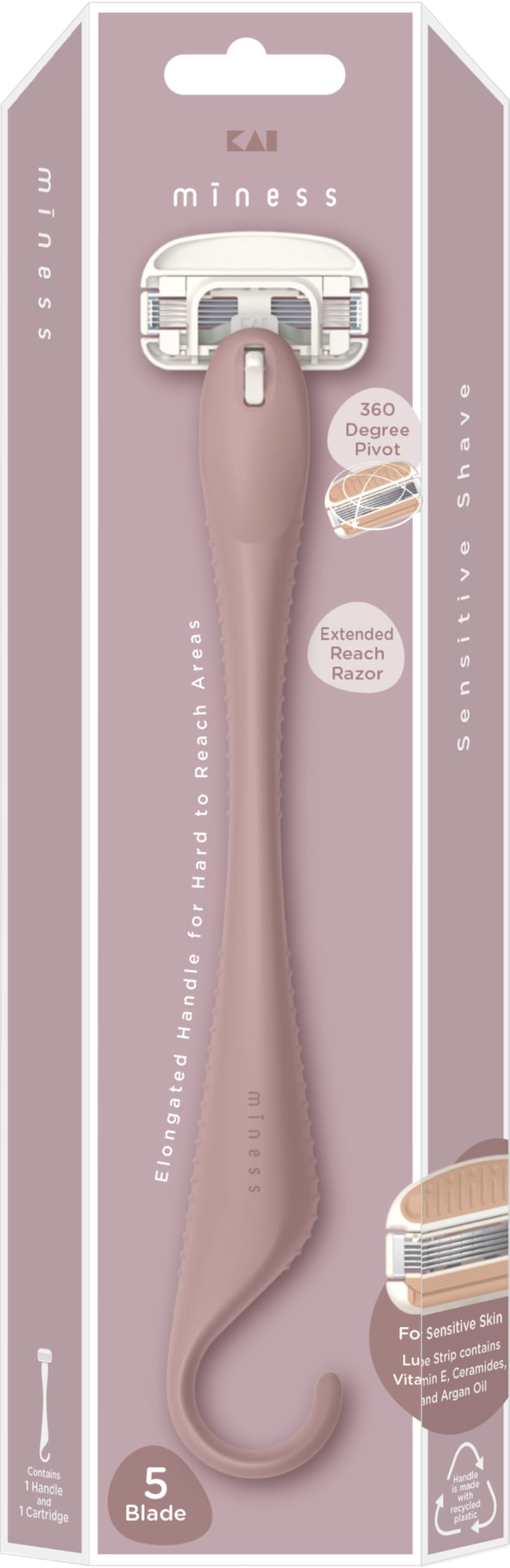 Kai Miness Extended Reach Body Razor, Gentle Beauty Groomer for Hair Removal, Ideal for Shaving in Hard-to-Reach Areas, Japanese Steel Removes Body Beauty and Personal Care Kai Beauty