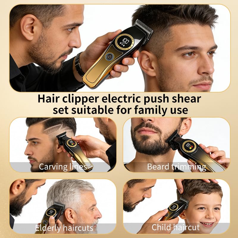 Professional Hair Clippers for Men Barber-Grade Cordless Clipper & Split Trimmer Set with LCD Display & High Speed Motor 7 Limit Combs Cutting Tools Beauty and Personal Care GLESVOWIO