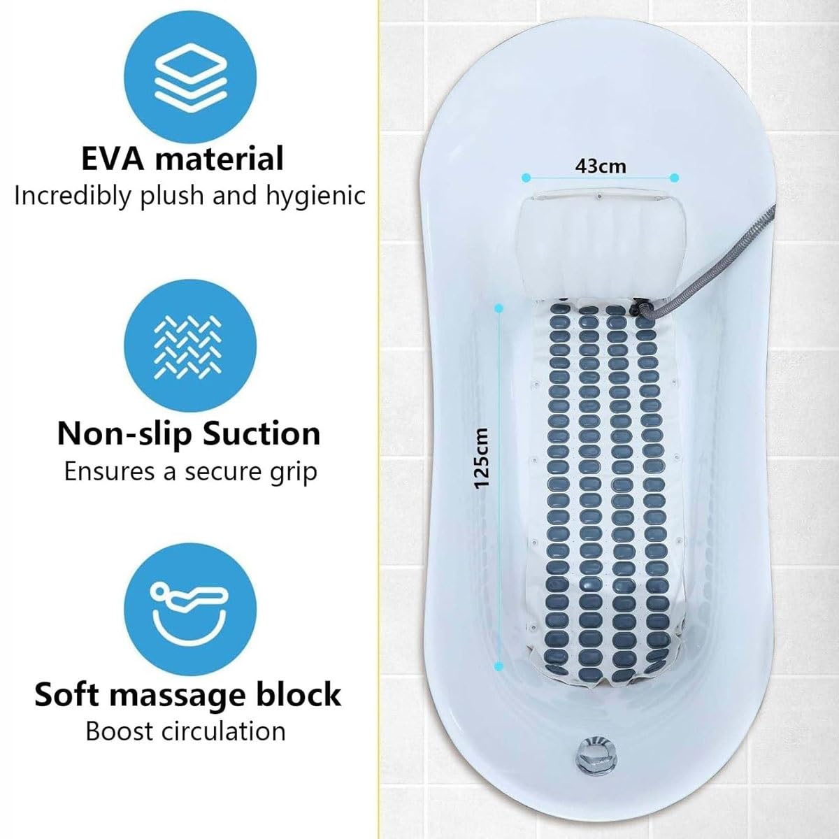 GHRERTX Inflatable Bathtub Bubble Massage Mat,Portable Adult Spa Bathtub with All-in-one Wavemaker and Air Pump,Adjustable Bubble Settings,Folding Beauty and Personal Care GHRERTX