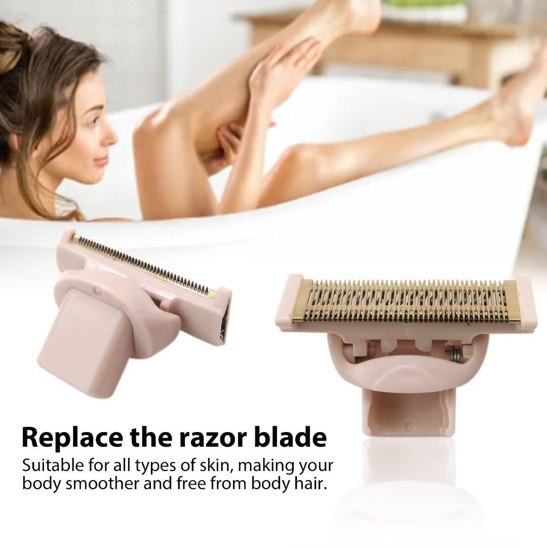 Colorpp 2Pcs Replacement Shaver Head Fit for Flawless Nu Razor, Rose Gold Plated Body Hair Remover Replacement Head with Covers for Women Beauty and Personal Care Colorpp