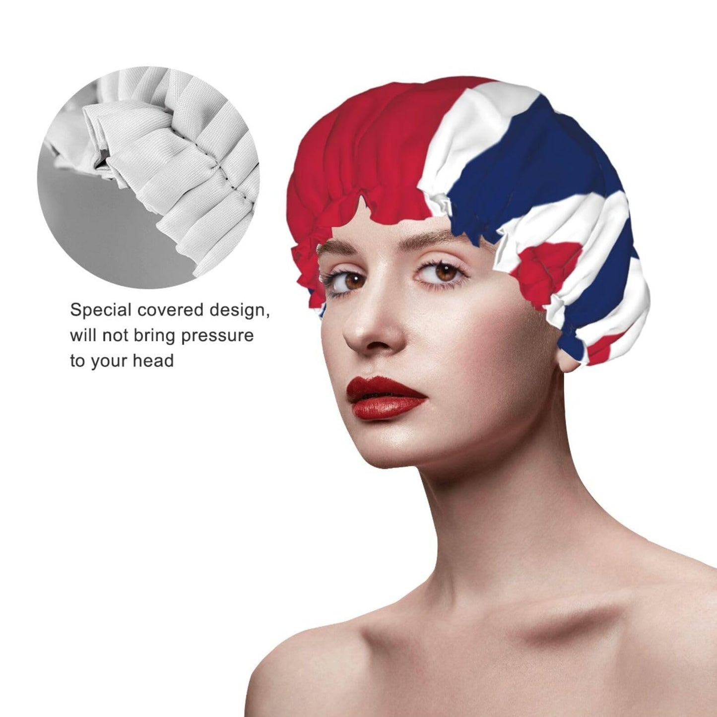 Norway Flag Prints Shower Cap Double Layer Lined Waterproof Bathing Shower Hat Beauty and Personal Care Hayyett