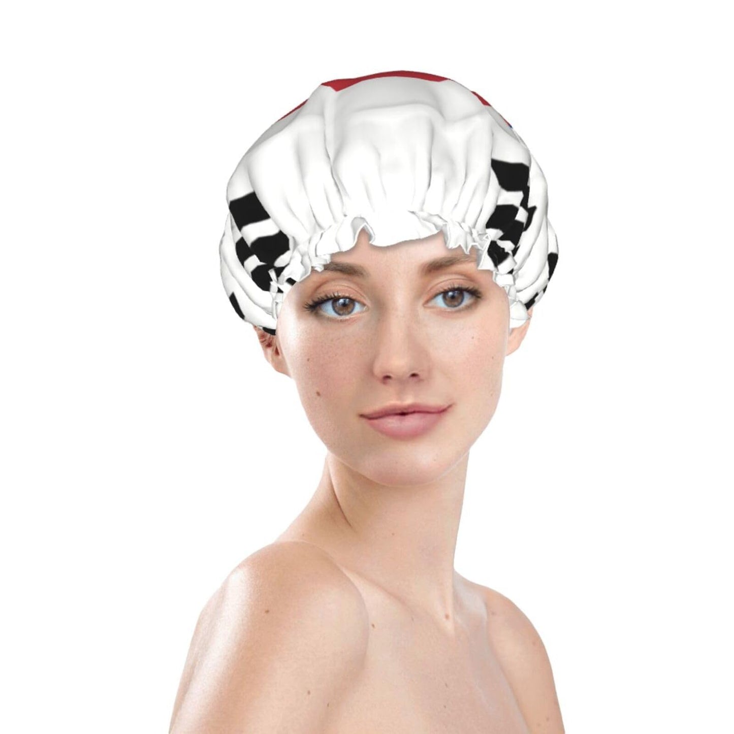 Korean Flag Prints Shower Cap Double Layer Lined Waterproof Bathing Shower Hat Beauty and Personal Care Hayyett