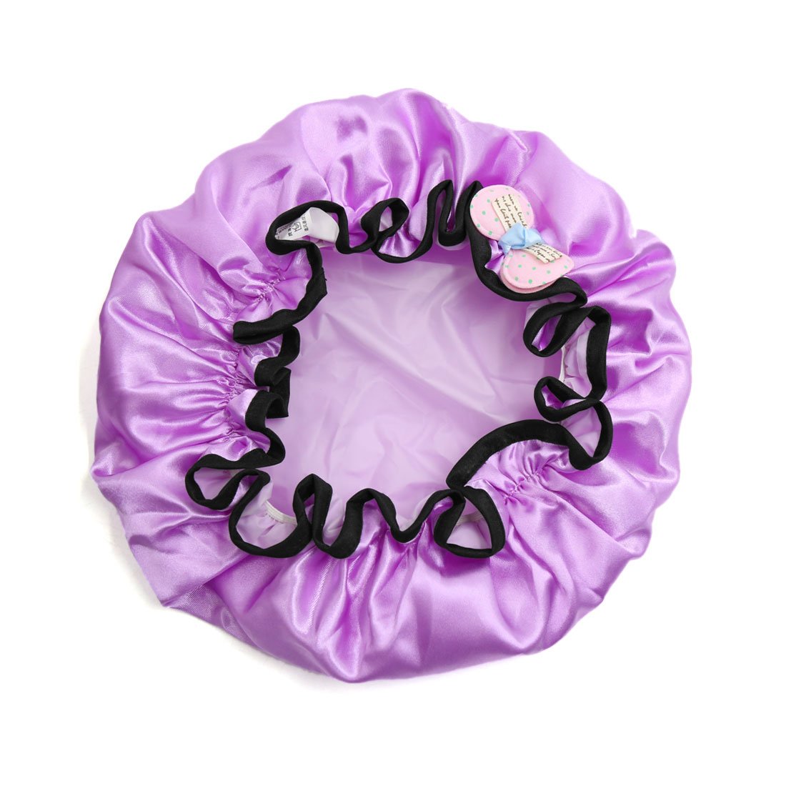 Ruilogod Light Purple Bow Lace Dual Layers Waterproof Shower Bath Hair Cap Hat for Kids (id: e3b 37c b37 2ae a29 Beauty and Personal Care Ruilogod