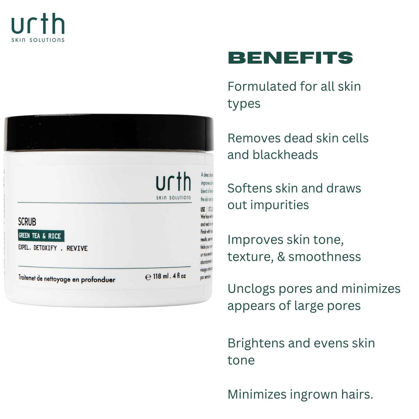 Urth Men's Exfoliating Face Scrub with Green Tea & Rice (4 oz), Deep Cleansing, Minimizes Blackheads, Smooths Skin, Daily Facial Scrub for Sensitive Beauty & Personal Care Urth Skin Solutions For Men