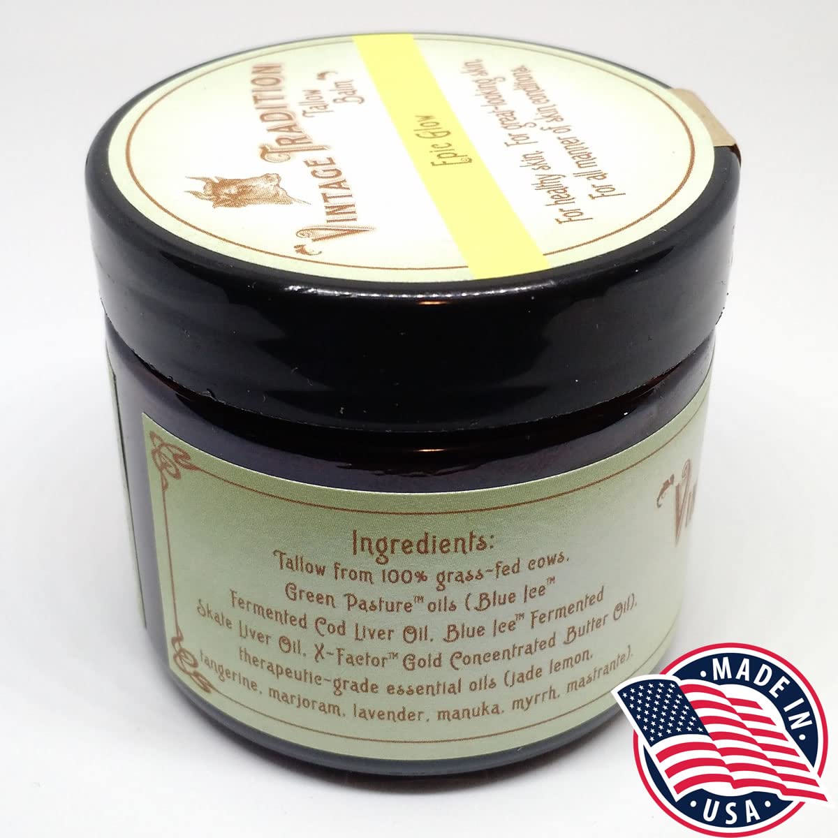 Vintage Tradition Epic Glow Beef Tallow Balm - Glow Boosting Moisturizer with Lavender Oil, Myrrh Oil, Manuka Face Oil, and Fish Oils - Beef Tallow Beauty & Personal Care Vintage Tradition