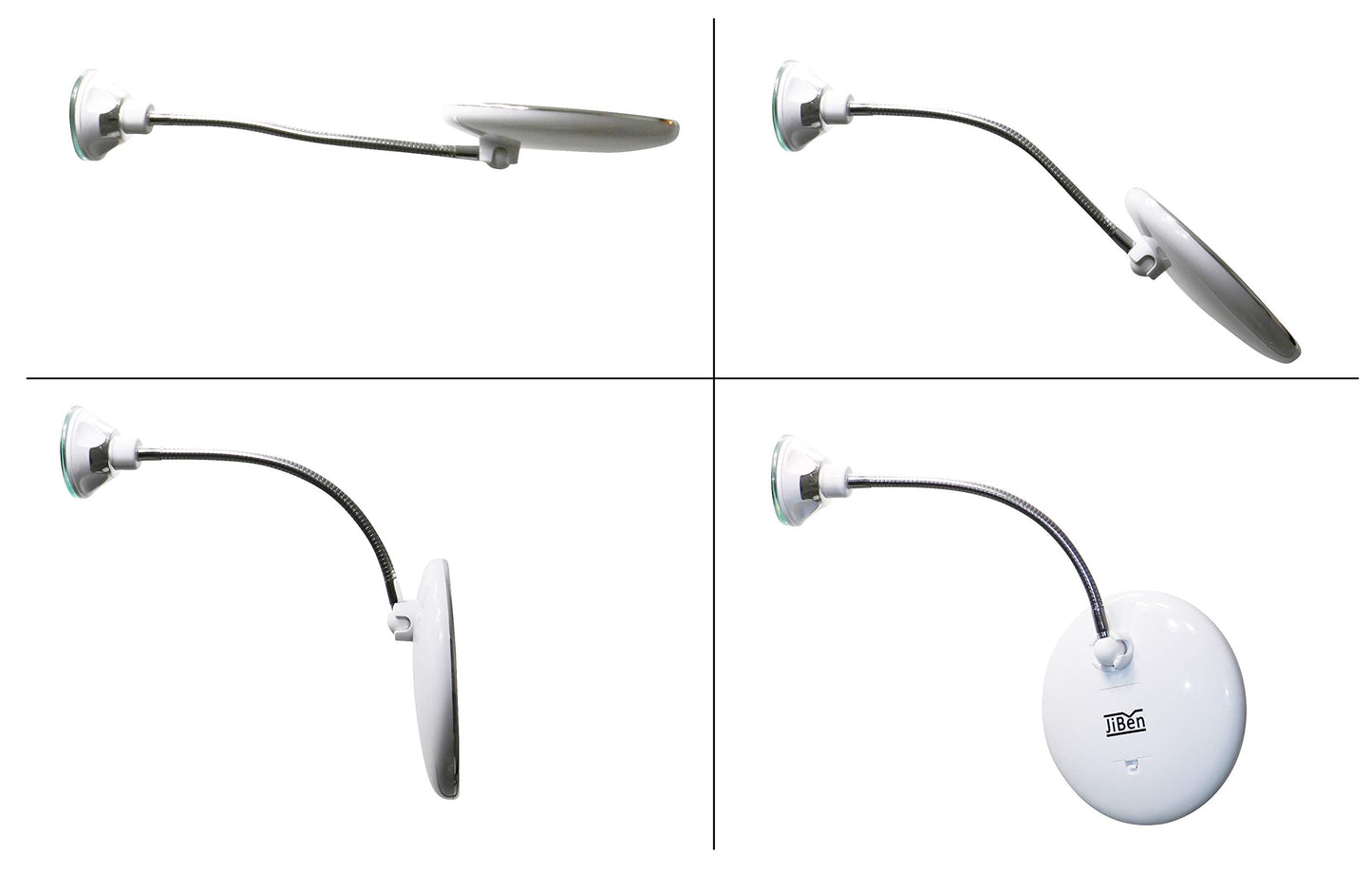 JiBen Flexible Gooseneck LED Lighted 10X Magnifying Makeup Mirror with Power Locking Suction Cup and 360 Degree Swivel, Portable Cordless Travel Beauty & Personal Care JiBen