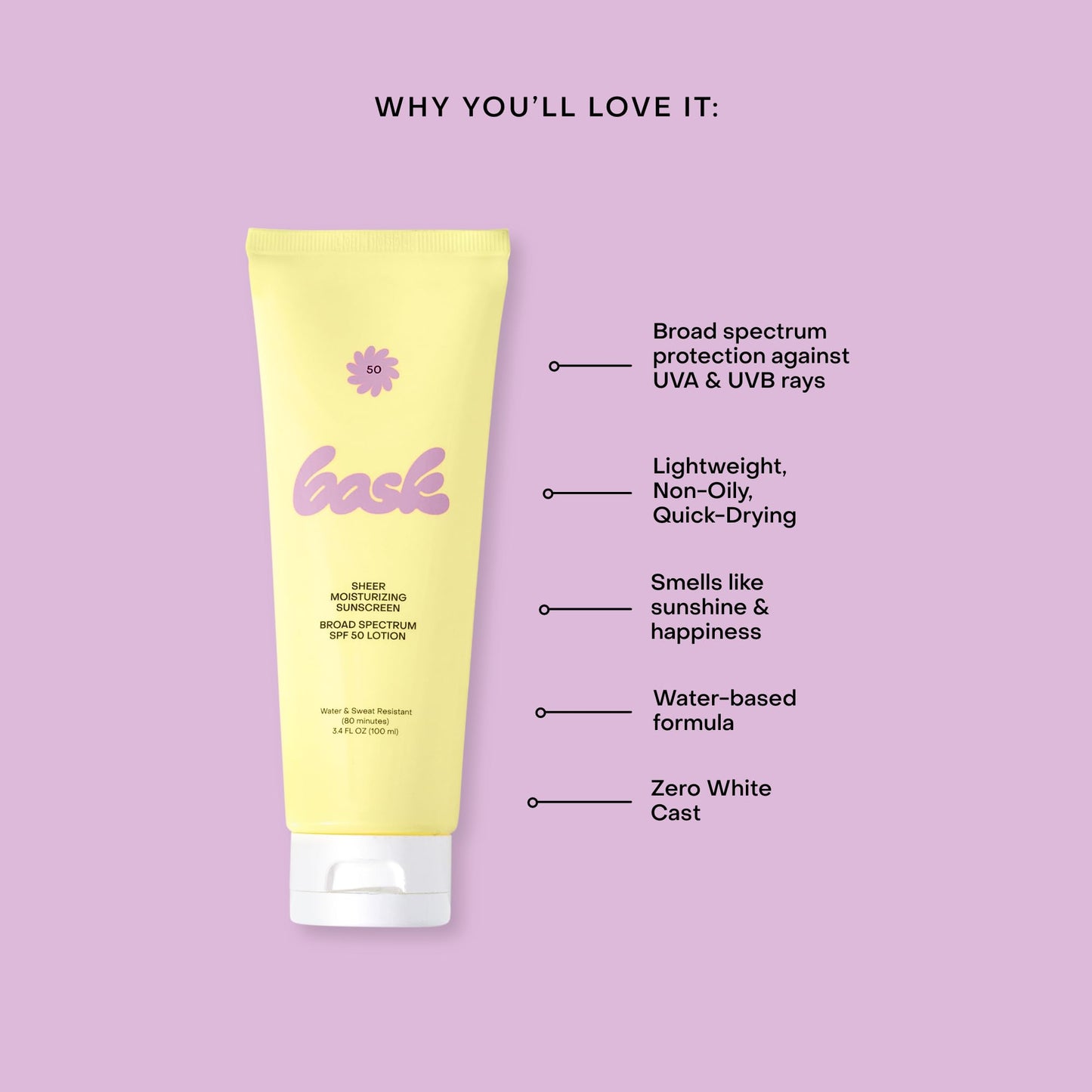 Bask SPF 50 Sheer Moisturizing Sunscreen Lotion - Broad Spectrum UVA/UVB Protection, Dermatologist Recommended, Hydrating, Lightweight & Non-Greasy Beauty & Personal Care Bask