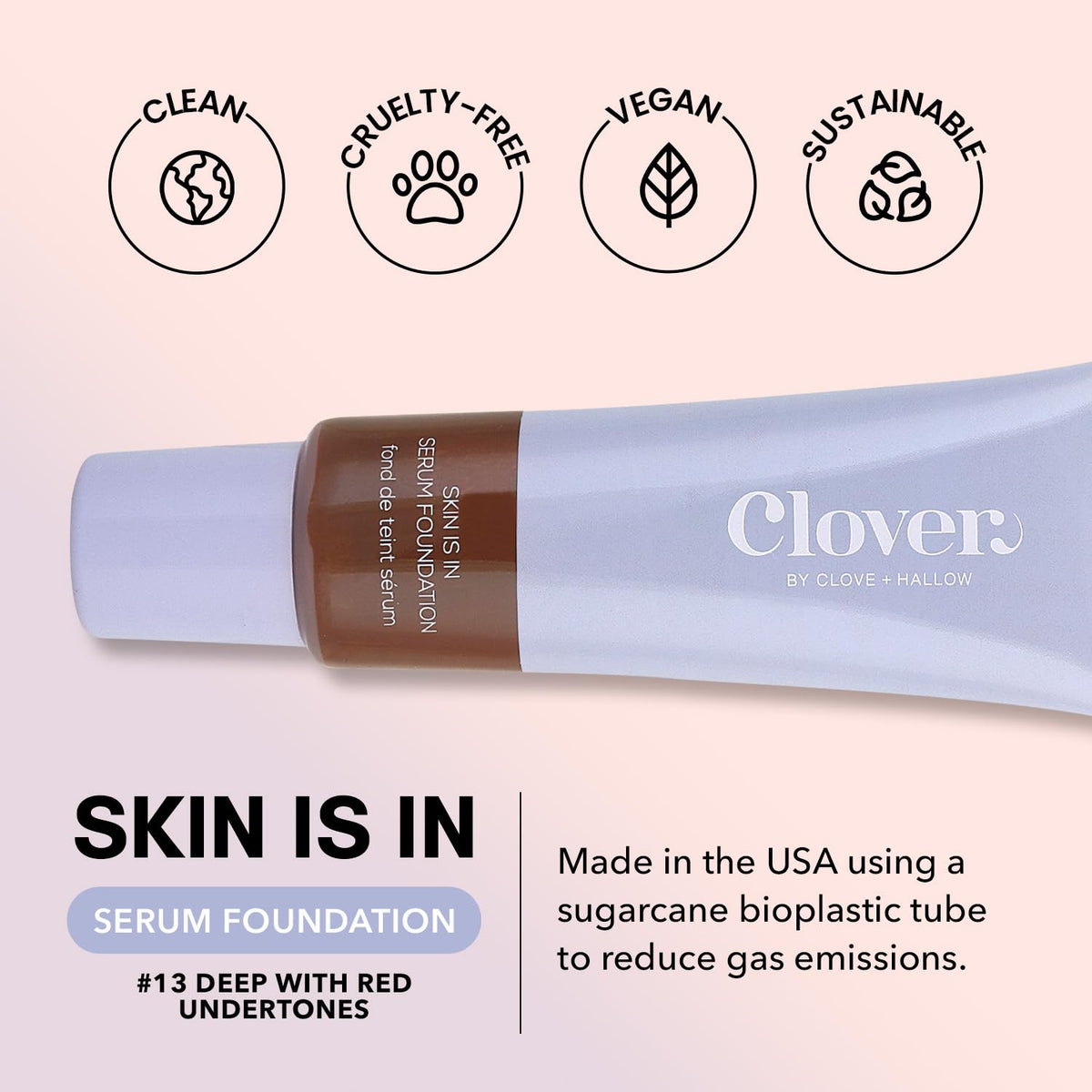 Clover Skin Is In Serum Foundation | Hydrating Face Serum, Lightweight Foundation, Cruelty-Free & Vegan | With Squalane And Sunflower Seed Wax | 30 ml