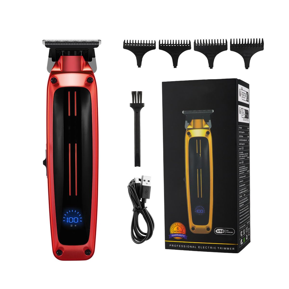 Professional Hair Clippers for Men, Cordless Trimmers Kit with LED Display,4 Limit Combs, Electric Beard Trimmer Haircut Grooming Kit Gift for Men Beauty and Personal Care QDKVTNDJZ
