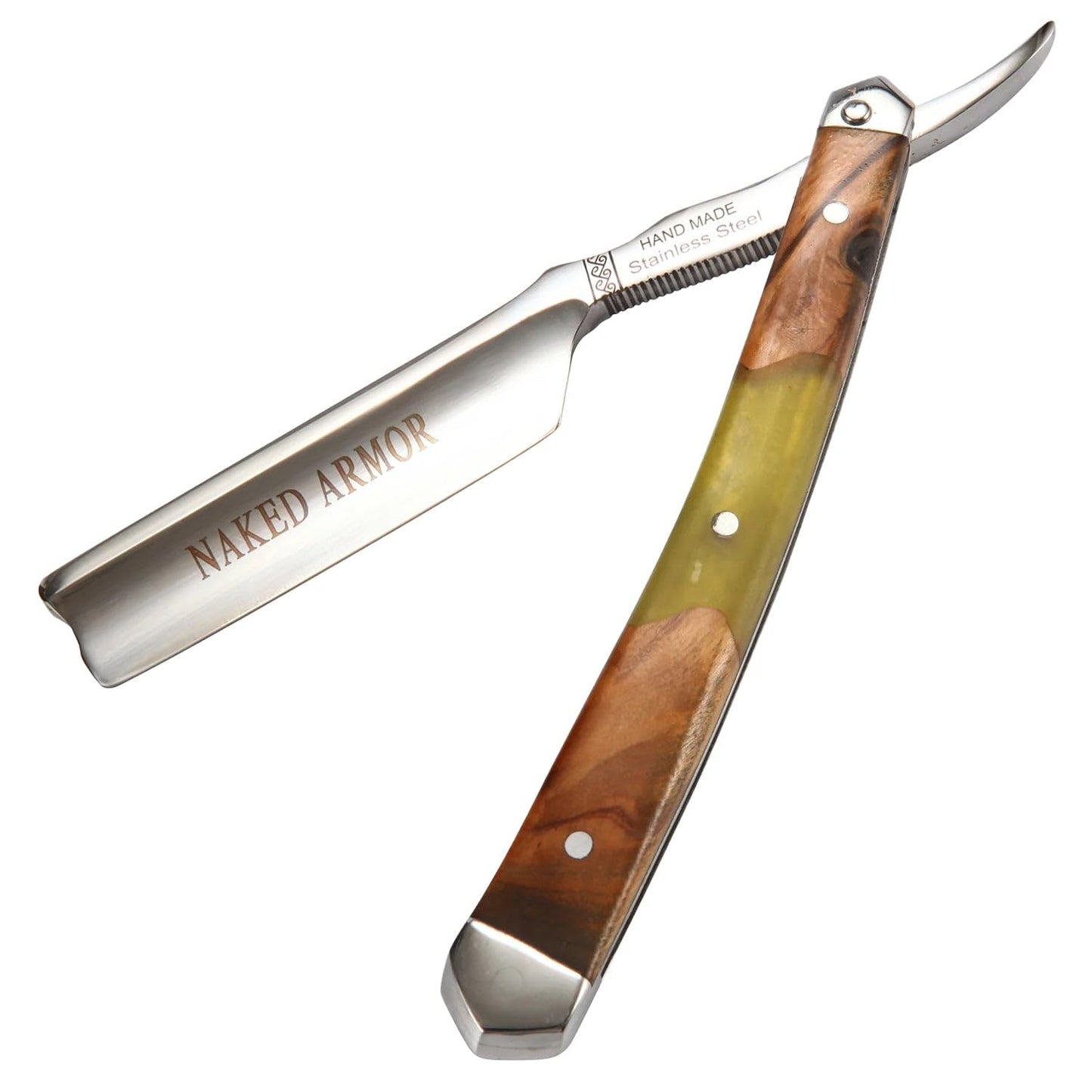 Naked Armor Professional Straight Razor for Men - Shave Ready 7/8" Japanese Stainless Steel Barber Razor - Griflet Straight Edge Razor with Sandalwood Beauty and Personal Care Naked Armor