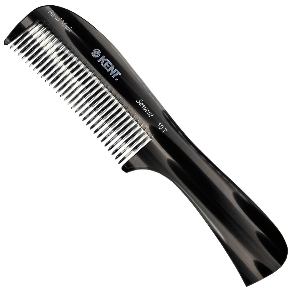 Kent 10T Black Graphite Large Detangler Comb, Wide Tooth Comb for Wet and Dry Curly Hair, Rake Combs for Women With Thick Hair, Saw-Cut and Hand