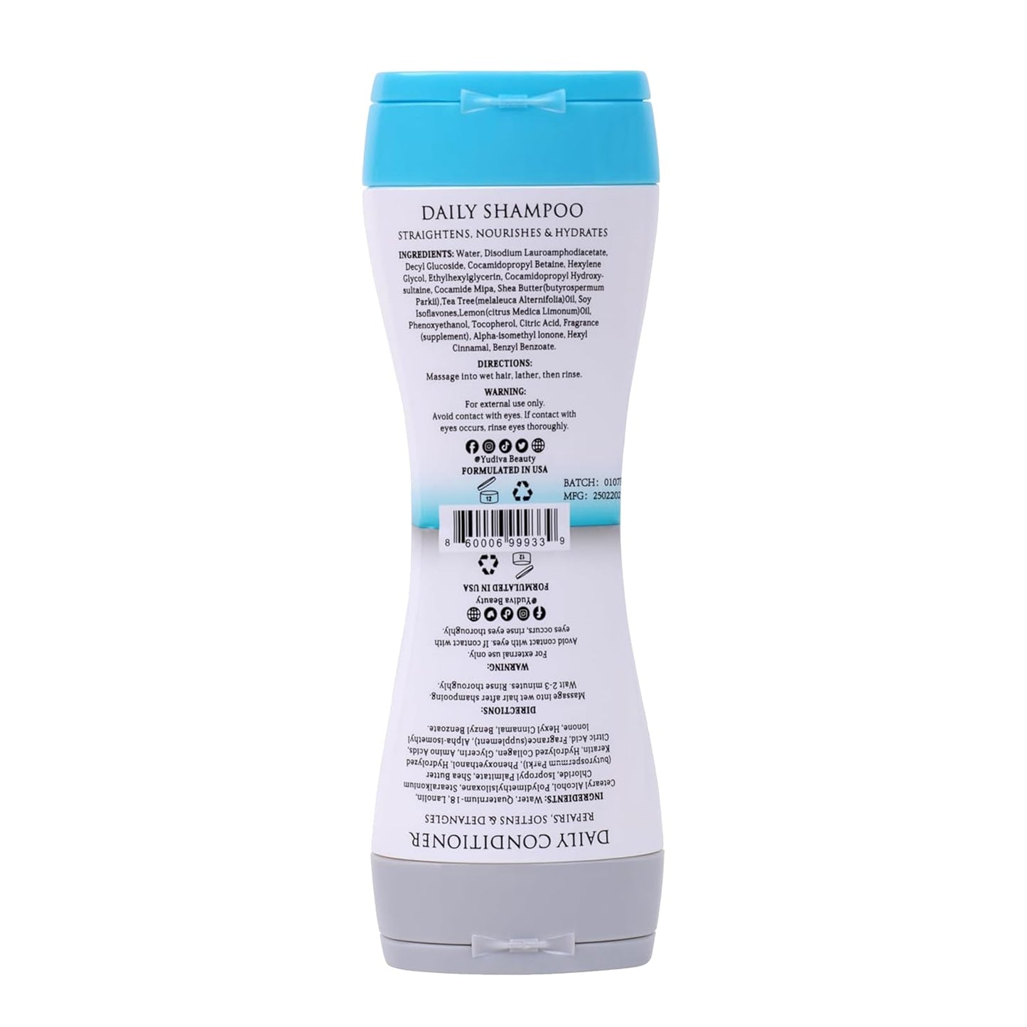Yudiva Dual Chamber Shampoo and Conditioner Set with Shea Butter - 3.3 Fl Oz Travel Shampoo and Conditioner Duo - Moisturizing Haircare Set - Airline Beauty & Personal Care YUDIVA