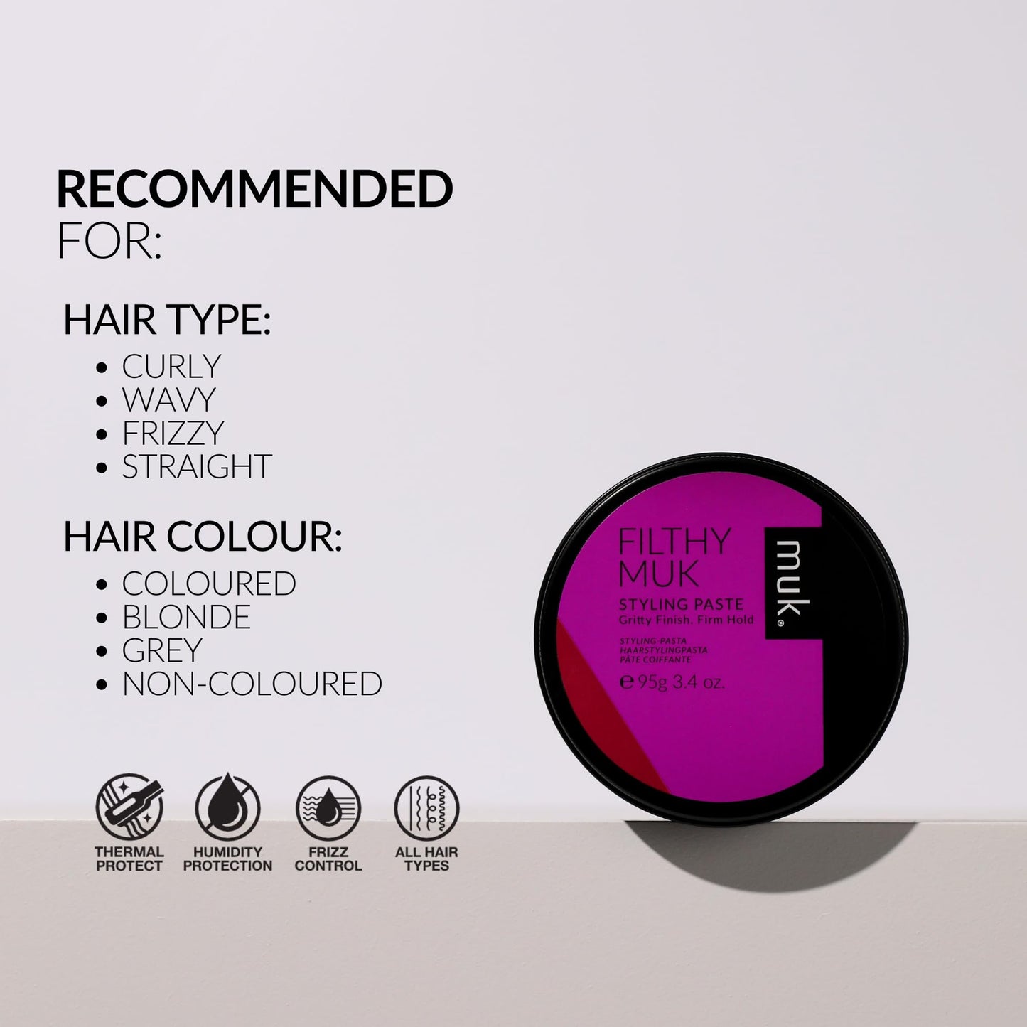 MUK. Haircare Filthy Gritty Finish Styling Paste, Hair Product, Hair Paste For Men, Firm Hold, Gritty Finish, Medium Shine - 3.4oz Beauty & Personal Care MUK.