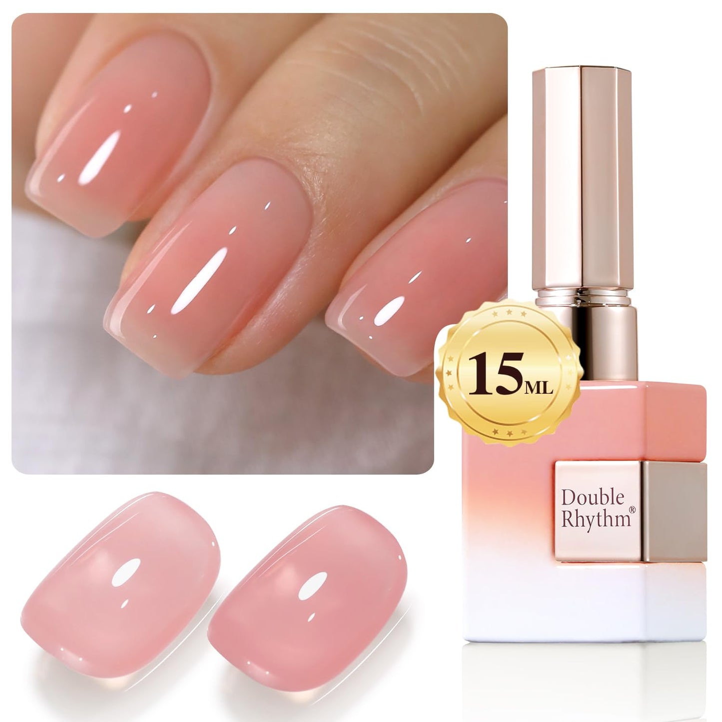 Double Rhythm Translucent Gel Polish Sheer Neutral Natural Light Milky Same Color Same Bottle 15ML Jelly Nail Polish Nail Art DIY at Home (Pink Beauty and Personal Care Double Rhythm