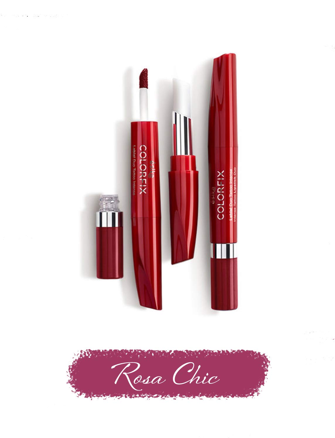Esika Colorfix Duo Tattoo Intense Lipstick, 24 Hrs Long Lasting High Color Load, Color: Rosa Chic Beauty & Personal Care Esika L'Bel