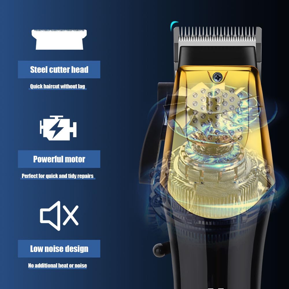 QDKVTNDJZ Professional Hair Clippers for Men - 9000RPM Brush Motor & Stainless Steel Blades, Barber-Grade Cordless & Trimmer Set for Fade Designs Beauty and Personal Care QDKVTNDJZ