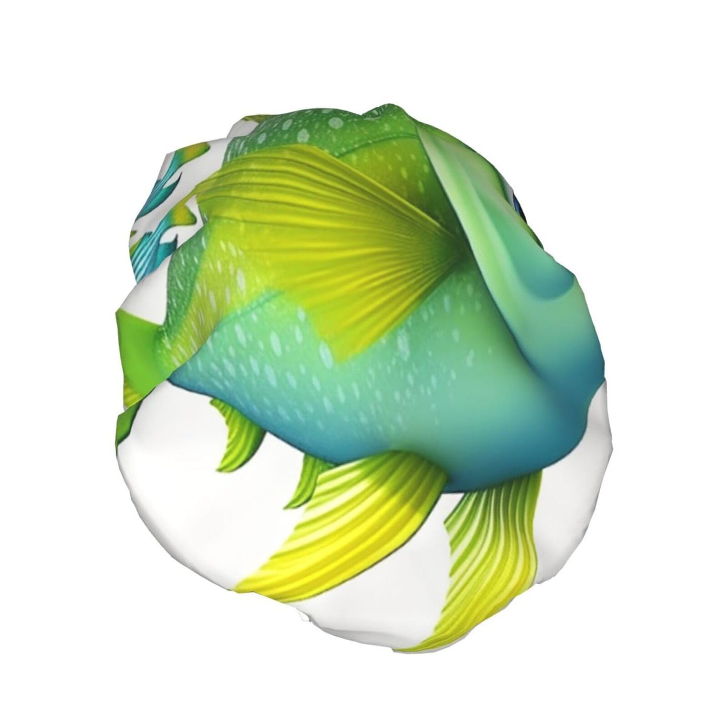 Green fish Shower Cap for Women Men Large Reusable Shower Bonnet Double-Layer Waterproof Bath Caps Elastic Band Hair Hat for All Hairstyles Beauty and Personal Care BWLHJKE