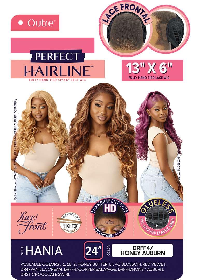 Outre Lace Front Wig - Perfect Hair Line 13X6 - Hania (OFF BLACK 1B)