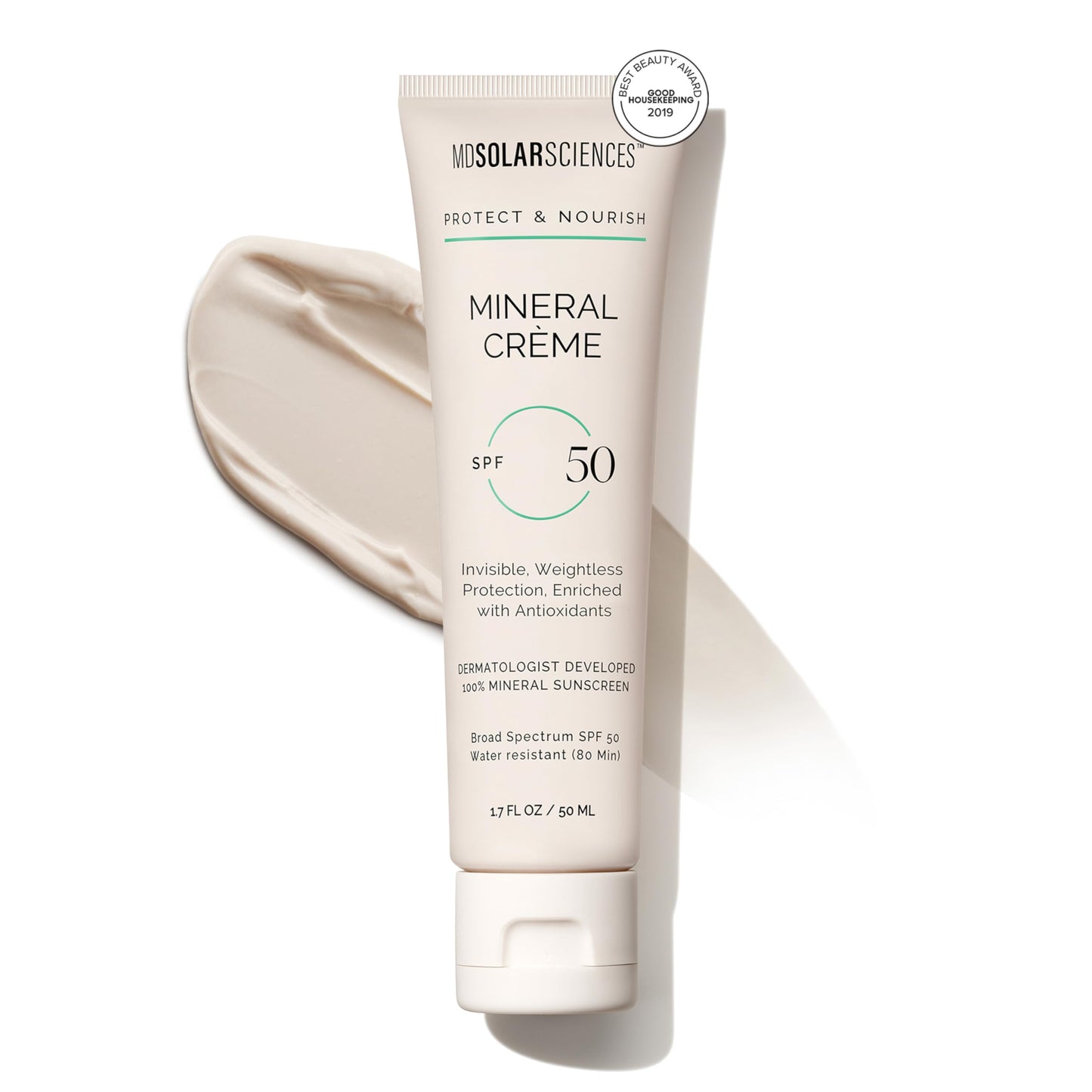 MDSolarSciences Mineral Crème Sunscreen SPF 50 | Water-Resistant, Broad Spectrum UV Protection | Zinc Oxide Formula with Antioxidants | No White Cast Beauty & Personal Care MDSolarSciences